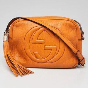 Gucci Orange Pebbled Leather Soho Disco Shoulder Bag